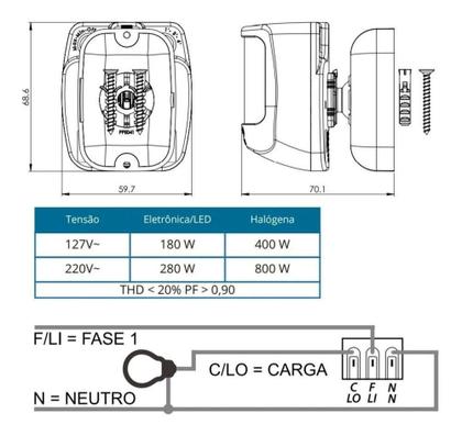 Imagem de Sensor Presença Frontal Acende Apaga Lâmpada Bivolt Exatron