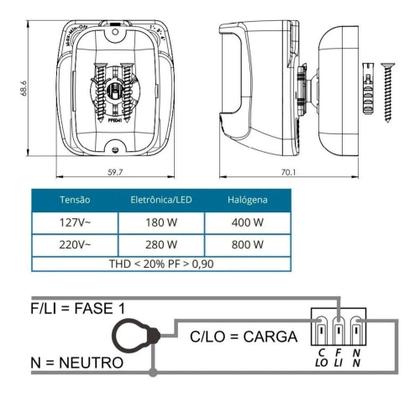 Imagem de Sensor Presença Frontal Acende Apaga Lâmpada Bivolt Exatron