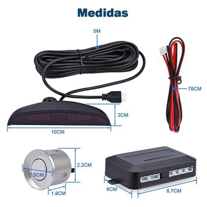 Imagem de Sensor Ré Automotivo Carro Estacionamento Display Sonoro Prata Chevrolet Onix 2012 2013 2014 2015 2016