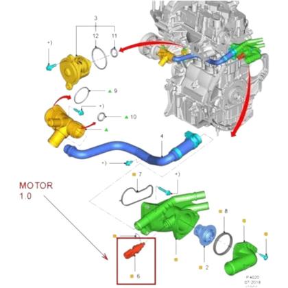 Imagem de Sensor Temperatura Ford New Fiesta 1.0 3cc 2016 a 2019 Original Ford - 7M5112A648BA