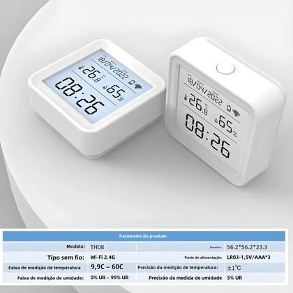 Imagem de Sensor WiFi Inteligente de Temperatura e Umidade - Higrômetro com Termômetro e Backlight - Compatível com Alexa e Google Assistant