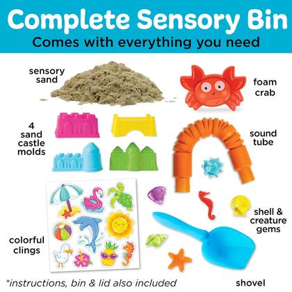 Imagem de Sensory Bin Creativity para crianças na praia com brinquedos para mais de 3 a 4 anos
