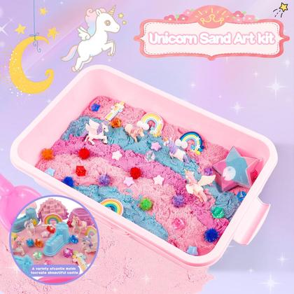 Imagem de Sensory Bin Volmop Unicorn para menina com 148 unidades do kit Play Sand Art