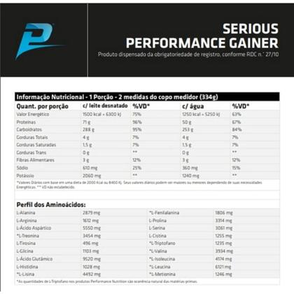 Imagem de Serious Performance Gainer (3kg) - Performance Nutrition