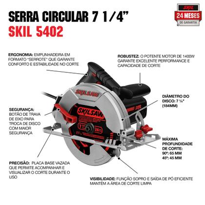 Imagem de Serra Circular 5402 1400W com Disco 24 Dentes - Skil