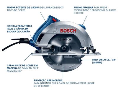 Imagem de Serra Circular 7" 180mm 1500W GKS150 Bosch 220V