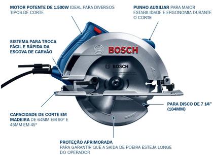 Imagem de Serra Circular Bosch GKS 150 1500W 220V Disco e guia