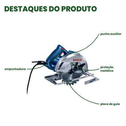 Imagem de Serra Circular Bosch GKS 150 1500W 7.1/4 110V para Madeira Com Disco e Guia