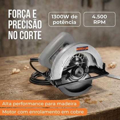 Imagem de Serra Circular Elétrica 1300W 127V 185mm 4500 RPM Pró Euro