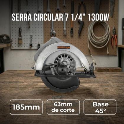 Imagem de Serra Circular Elétrica 1300W 127V 185mm 4500 RPM Pró Euro