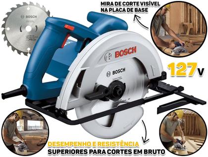 Imagem de Serra Circular Elétrica Para Madeira Com Soprador De Ar Base Reforçada Marceneiro Construção 1300w Bosch Profissional