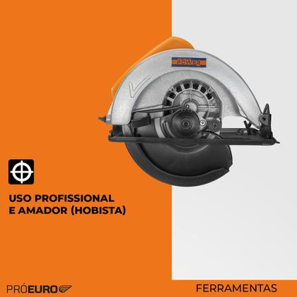 Imagem de Serra Circular Elétrica Profissional Power 1000W 185 mm 7/1.4 Pol 4500RPM 127V Pró Euro