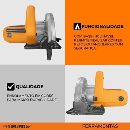 Imagem de Serra Circular Elétrica Profissional Power 1000W 185 mm 7/1.4 Pol 4500RPM 127V Pró Euro