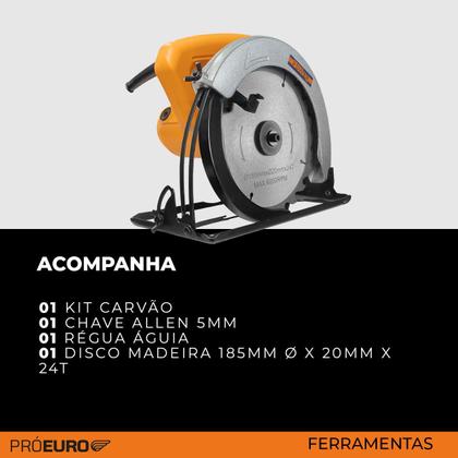 Imagem de Serra Circular Elétrica Profissional Power 1000W 185 mm 7/1.4 Pol 4500RPM 127V Pró Euro