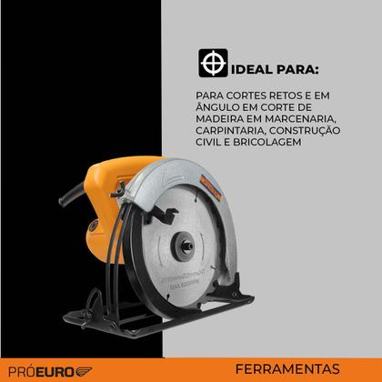 Imagem de Serra Circular Elétrica Profissional Power 1000W 185 mm 7/1.4 Pol 4500RPM 127V Pró Euro