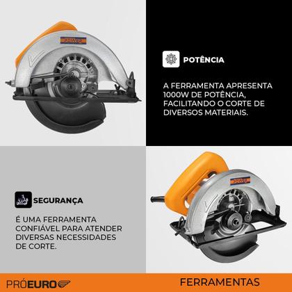 Imagem de Serra Circular Elétrica Profissional Power 1000W 185 mm 7/1.4 Pol 4500RPM 127V Pró Euro