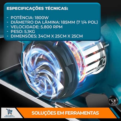 Imagem de Serra Circular Makita 5007N 1800W 185mm 5800RPM