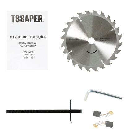 Imagem de Serra Circular Para Madeira 1200w 7.1/4 185mm + disco marca Tssaper