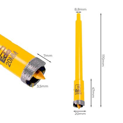 Imagem de Serra Copo Diamantada 20Mm Com Haste Pino Guia Profissional
