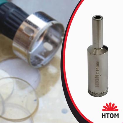 Imagem de Serra Copo Diamantada Porcelanato Cerâmica Vidro 14mm HTOM