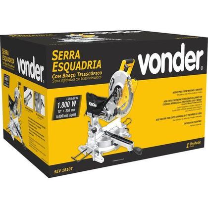 Imagem de Serra de esquadria 10" com braço telescópico, SEV 1810T 1800w - VONDER 127v