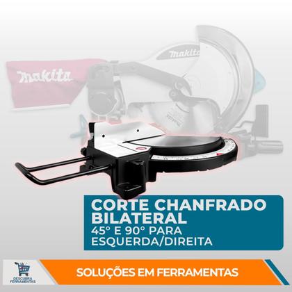 Imagem de Serra De Esquadria MLS100 Makita 1500W 4200RPM Disco 255MM Corte Chanfrado Guia Auxiliar Freio Instantâneo Aspiração Pó Carpintaria Marcenaria
