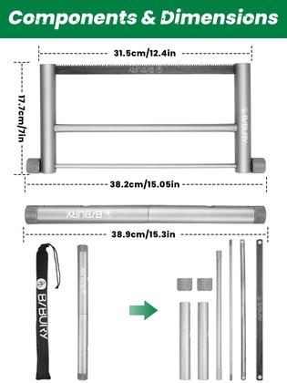 Imagem de Serra manual dobrável BIBURY, ferramentas de sobrevivência ao ar livre, serra de madeira dobrável portátil com 2 peças, bolsa de tecido substituível com lâmina e fivela de 12,4”, serra manual de liga de alumínio para poda de acampamento para jardinagem