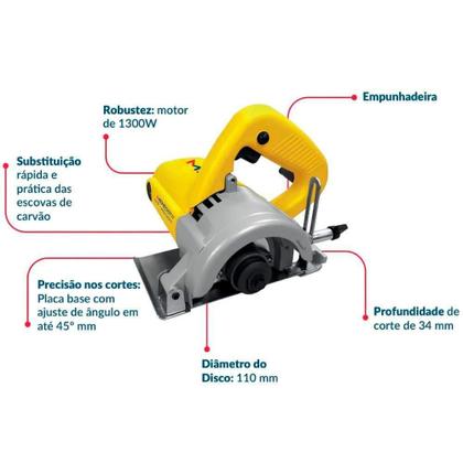 Imagem de Serra Mármore 4.3/8 POL 1300W MSM-1300 MENEGOTTI