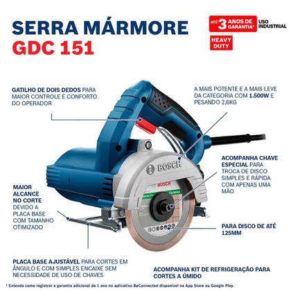 Imagem de Serra Mármore 5 POL 1500W TITAN GDC 151 com Kit 41 Peças Brocas e Pontas EV-EBB41 BOSCH
