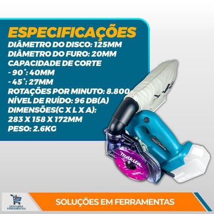 Imagem de Serra Mármore a Bateria Makita DCC500ZKX1 18V LXT 125mm com Maleta