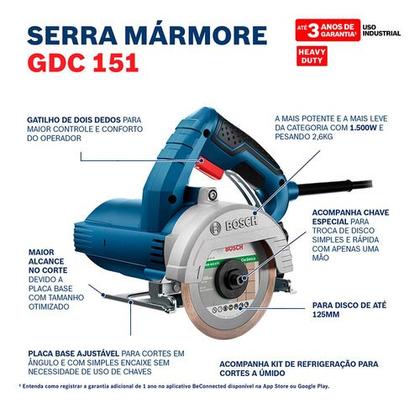 Imagem de Serra Mármore Bosch Gdc 151 Maleta E Disco Com Gws 700 110v