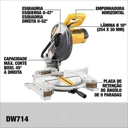 Imagem de Serra Meia Esquadria 10 polegadas Dewalt DW714 C/52 Gr 220V