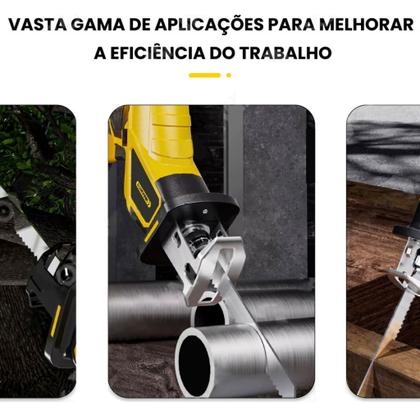 Imagem de Serra Sabre Elétrica 02 Baterias 21v Profissional Portatil Poda Madeira Metal Osso - Bivolt