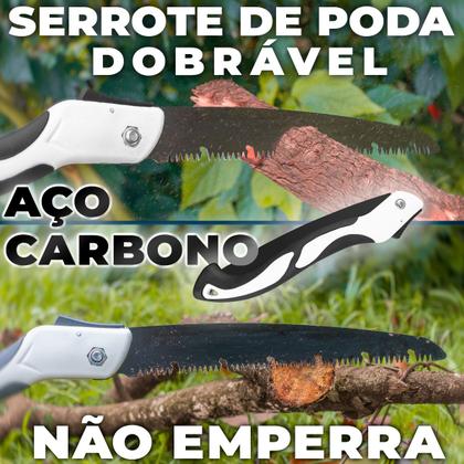 Imagem de Serra Serrote Dobrável Profissional Lâmina 250mm Aço Carbono Poda Galhos Madeira Bambu