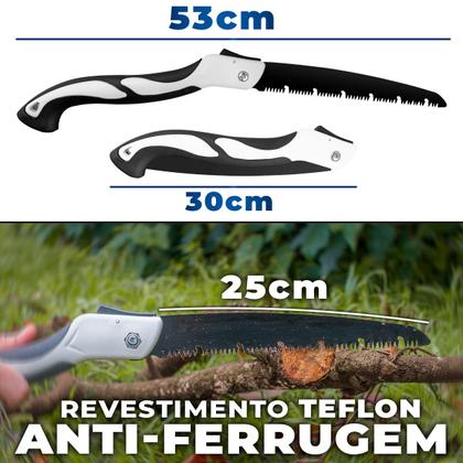 Imagem de Serra Serrote Dobrável Profissional Lâmina 250mm Aço Carbono Poda Galhos Madeira Bambu