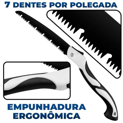 Imagem de Serra Serrote Dobrável Profissional Lâmina 250mm Aço Carbono Poda Galhos Madeira Bambu