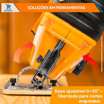 Imagem de Serra TicoTico INGCO 570W Com Velocidade Variável Até 3000RPM Base Ajustável e Corte Inclinado Em Madeira e Metal Com Precisão De Uso Profissional