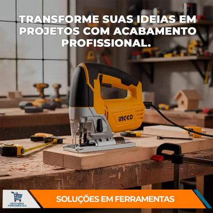 Imagem de Serra TicoTico INGCO 570W Com Velocidade Variável Até 3000RPM Base Ajustável e Corte Inclinado Em Madeira e Metal Com Precisão De Uso Profissional