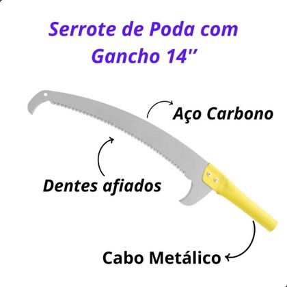 Imagem de Serrote de Poda para Galhos Altos e Cabo Extensor Aluminio 6 Metros