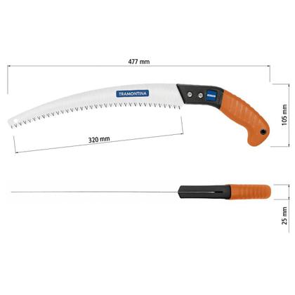 Imagem de Serrote de Poda Tramontina com Lâmina Curva em Aço Carbono Flexível de 32cm e Cabo Emborrachado