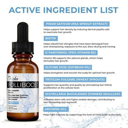 Imagem de Sérum de Crescimento Capilar Tricho Labs Folliboost com Biotina - Pacote com 3 Unidades