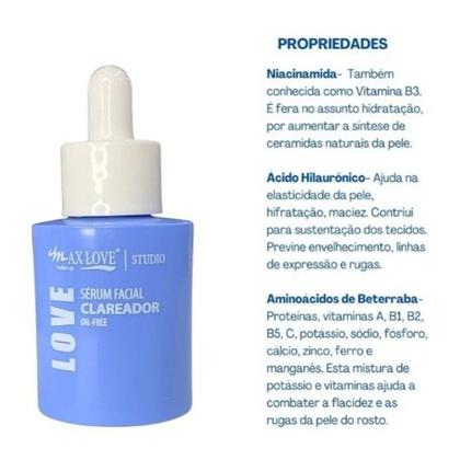 Imagem de Sérum Facial Clareador Com Ácido Hialurônico Sem Óleo 30ML - Max Love