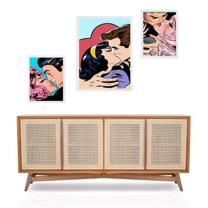 Imagem de Set 3 Quadros Beijos Pop Art - Com Vidro