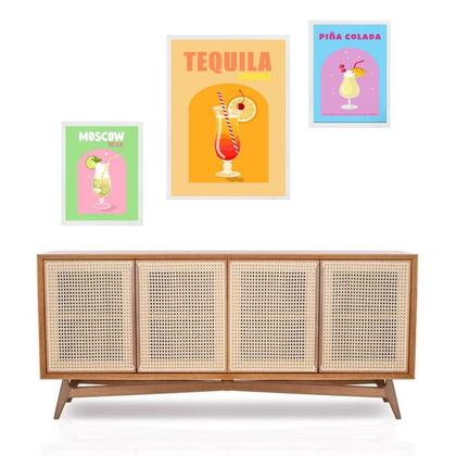 Imagem de Set 3 Quadros Drinks e Coquetéis Tropicais - com vidro