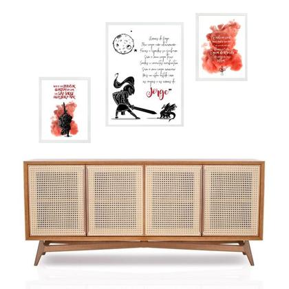 Imagem de Set 3 Quadros Frases Ogum - São Jorge - com vidro