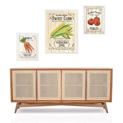 Imagem de Set 3 Quadros Para Cozinha Vegetais - com vidro