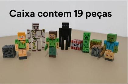 Imagem de Set de Figuras ZuzuToys Minecraft Steve Creeper Esqueleto Zumbi Alex Enderdragon Spider Iron