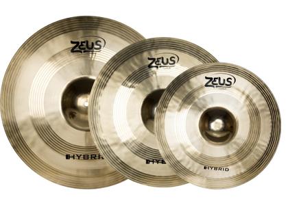 Imagem de Set pratos p/ bateria zeus hybrid set c liga b20 14" 16" 20" c/ bag