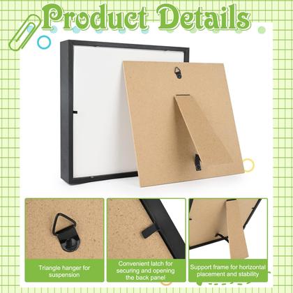 Imagem de Shadow Box Frame IWOLOMI, madeira de 10 x 10 cm com capa de acrílico, pacote com 4