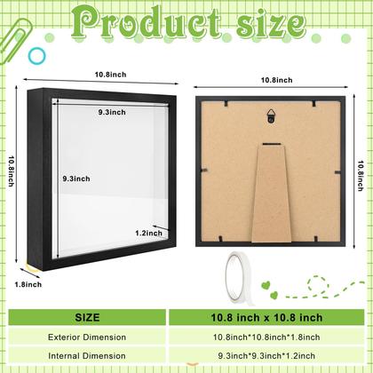 Imagem de Shadow Box Frame IWOLOMI, madeira de 10 x 10 cm com capa de acrílico, pacote com 4